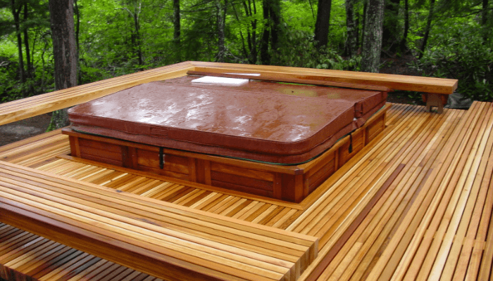 Rebuilt Deck with Built-In Hot Tub located in South Conway, NH